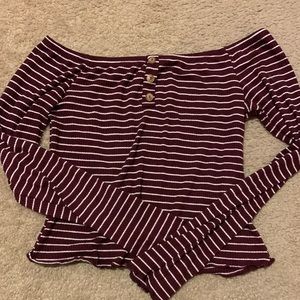 Cute like new Burgundy and white striped shirt